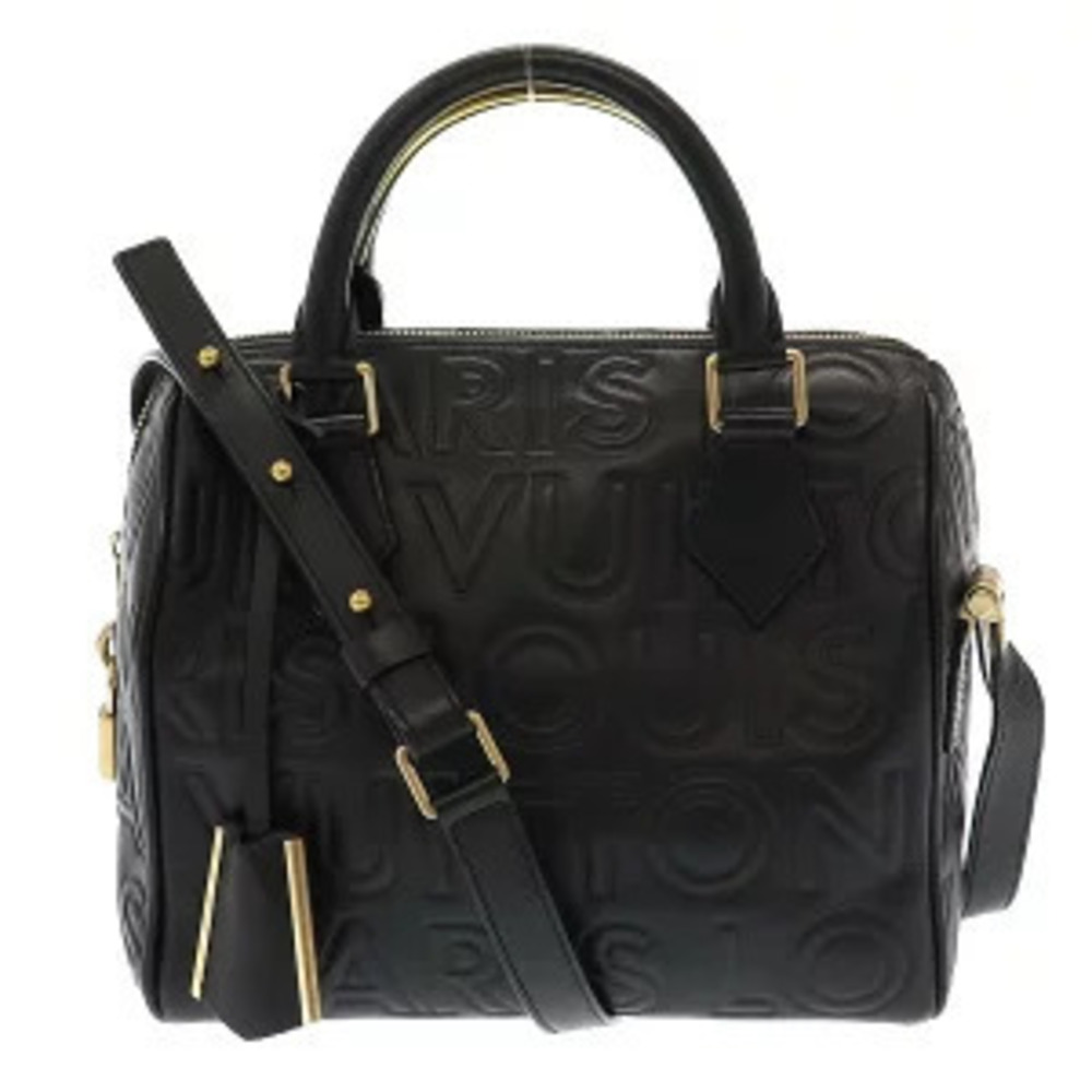 Louis Vuitton Paris Speedy Leather 2Way Shoulder Bag Noir Black